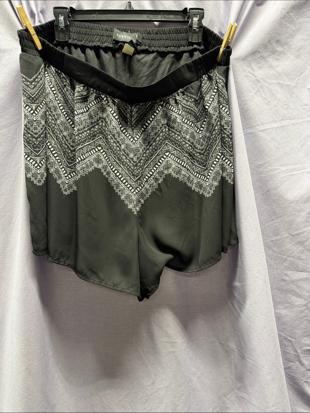 torrid Black Shorts with White Aztec Chevron Print